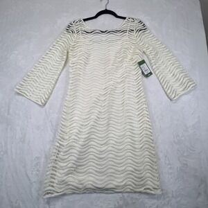 NWT Lilly Pulitzer‎ Designer Cameo White Wavy Knit Lace Topanga Dress Small
